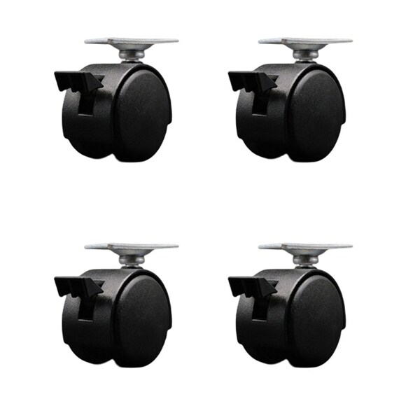 Service Caster 2'' Black Metal Hooded Twin Caster with Brake Nylon Wheels Top Plate , 4PK SCC-TP02S50D-NYS-FB-B-TP2-4 - main